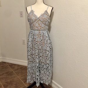 Lace Blue Dress with adjustable straps Size L
